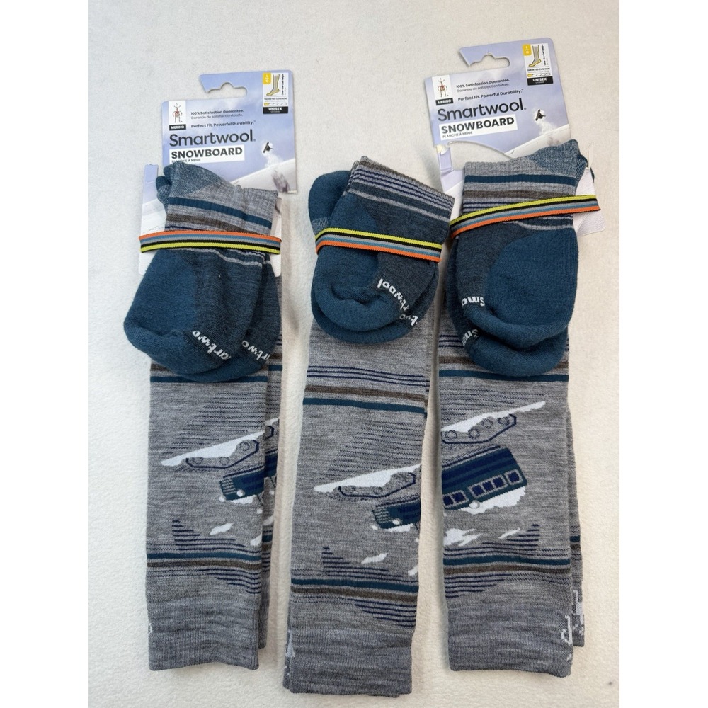3 Pairs of SmartWool Snowboard Targeted Cushion Over The Calf Socks Size Large